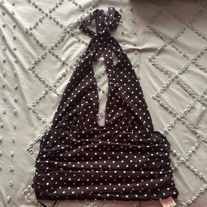 SHEIN Black and White Polka Dot Crop Top